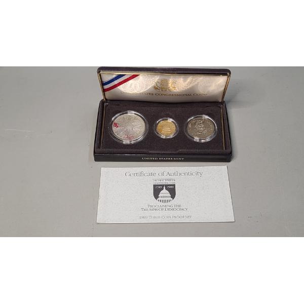 United States Congressional (3) Coin Set With Gold And Silver Complete With COA