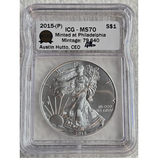 ICG - MS70 2015-P American Silver Eagle Coin - 1 oz .999 Fine Silver