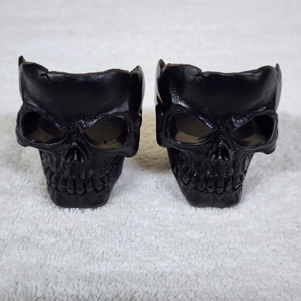 Lot of TWO NEW Nice 2 Inch Black Skull Candle or Tealight Holders
