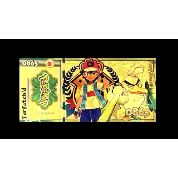 Pure 24k .999 Gold Foil POKEMON “FARFETCH’D" Note - Mint - NEW SERIES - Processed in Pure GOLD