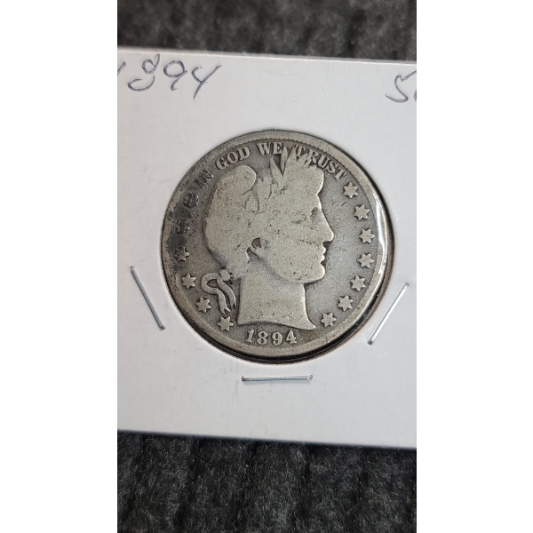 1894 Barber 90% Silver Half Dollar