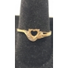 Image 2 : Women's 10K Gold Heart-Shaped 3- Prong Open Setting Ring With Diamonds - Size 7.5 - Weight: 1.1g