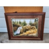 Image 1 : Vintage Wood Framed Nature Scene Wolf Print