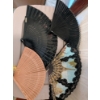 Image 1 : 4 Folding Fans, Vintage Gold Tone And Black Enamel Compact Mirror, & Cigarette Case With Lighter.