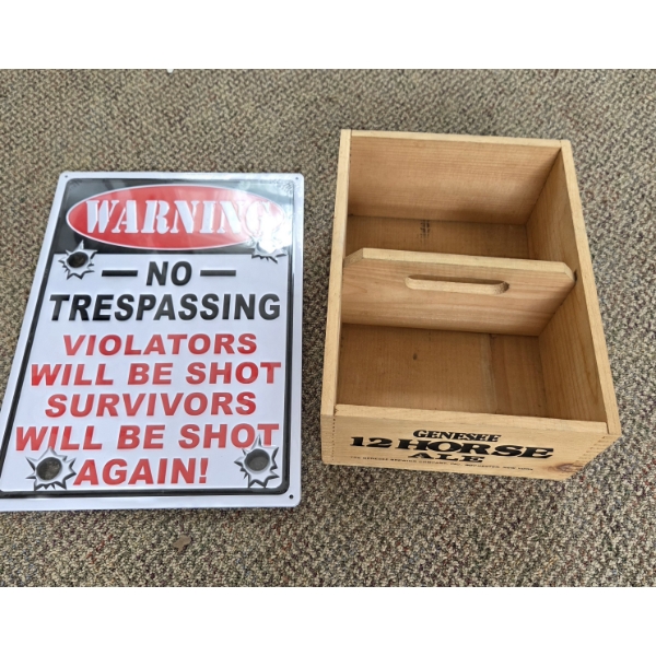 PICKUP IN CANTON - New 12''x17'' Tin Sign And Excellent Condition 9.5''x12.5'' Genesee Wooden Crate
