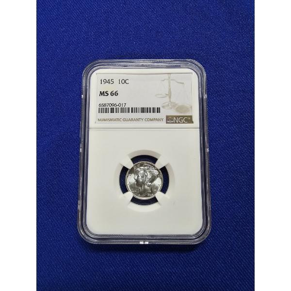 1945- W Mercury Dime - NGC MS66 90% Silver