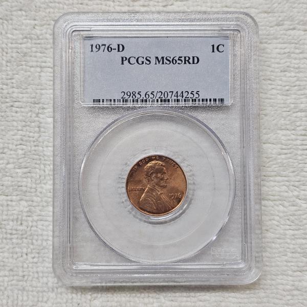 1976-D Denver Mint Lincoln Cent Graded MS65RD by PCGS