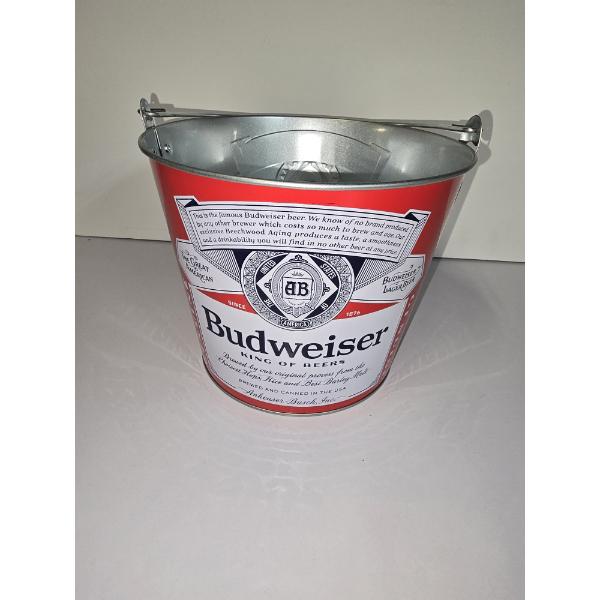 Officially Licensed Metal Embossed Budweiser Ice Bucket - Measures 7 Inches Tall, 9 Inches Across