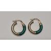 Image 1 : 14K Yellow Gold Set Of Hoop Earrings With Green Enamel Inlay - Weight: 1.7g