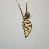 Image 5 : 14K Yellow Gold 19" Necklace with "Little Sister" Half Heart Pendant - TW: 1.9g