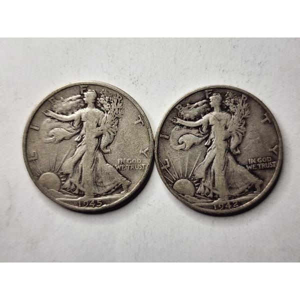 Two 90% Silver United States Walking Liberty Half Dollars ~ $1.00 in Face Value! ~ 