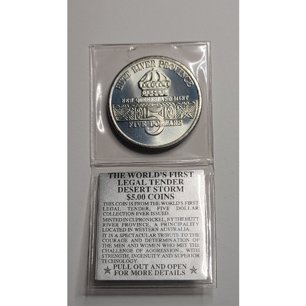 New Queensland Mint 1991 Hutt River Province $5 Commemorative Coin From The "Desert Storm" Series
