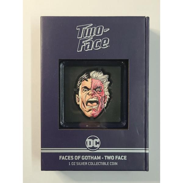 2022 Niue DC Faces of Gotham Two-Face Colorized 1 Troy Oz .999 Fine Silver Collectible Coin 