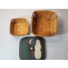 Image 1 : (2) Longaberger Square Baskets, Snowman Wooden Fabric Lid