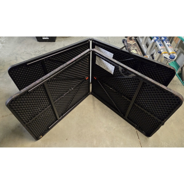 Two Sturdy Six Foot Long & 29'' High, Black Folding Tables (Folds To 36'') In Great Condition! - One