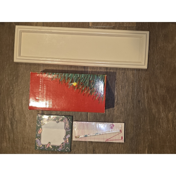 Three New Christmas Platters, Note Pads, Golf Grandma, & Heavy Duty Candle Tray