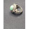 Image 2 : Beautiful Sterling Silver Opal Shaped Jade Ring - Size 7 - 10.1 Grams