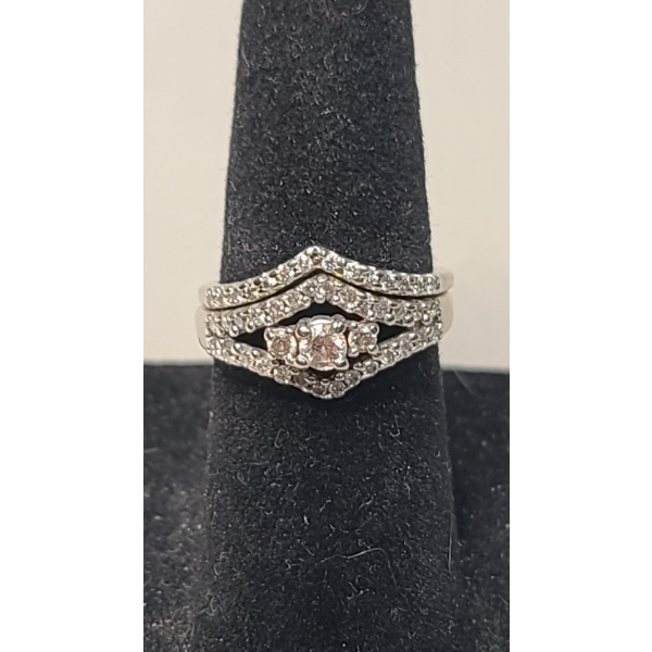 10K White Gold 1/2 Carat Diamond Engagement Ring Set - Size 5 - Weight: 2.8g