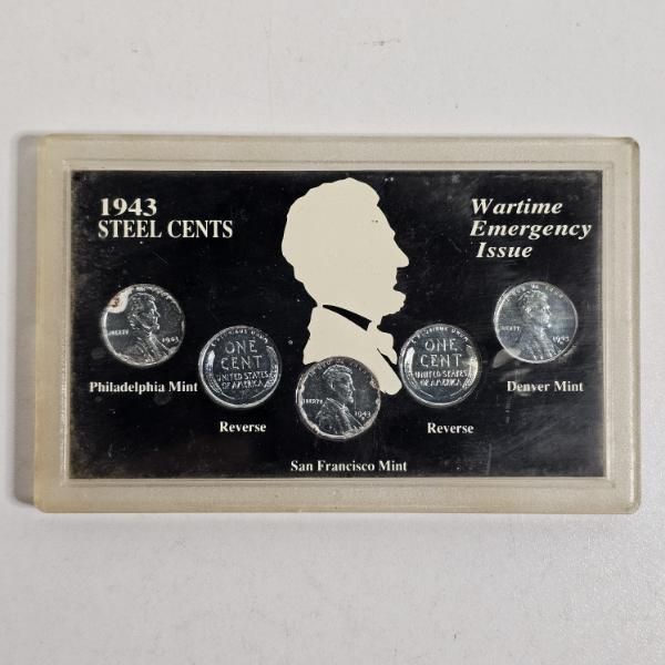 1943 Lincoln Steel Cents Wartime Emergency Issue Five Coin Collection Set