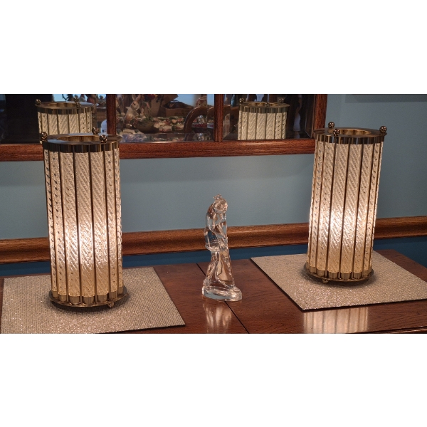 2 Pcs Crystal & Brass Table Lamps - 13" by 6" by Rachel Zoe - Nice