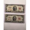 Image 1 : 2 - 1953 United States Jefferson $2.00 Bills With Red Seals In Protective Holders