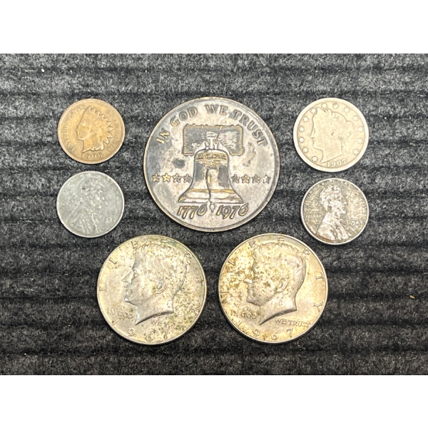 Lot of Assorted U.S Coins and Tokens.  Face Value = $1.08  