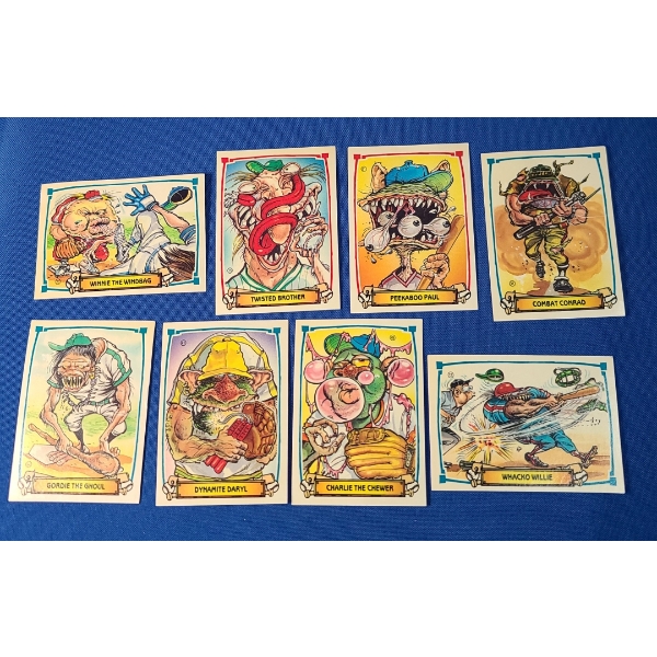 (8) Vintage 1988 Leaf Baseball's Greatest Grossouts Trading Cards Including Gordie The Ghoul
