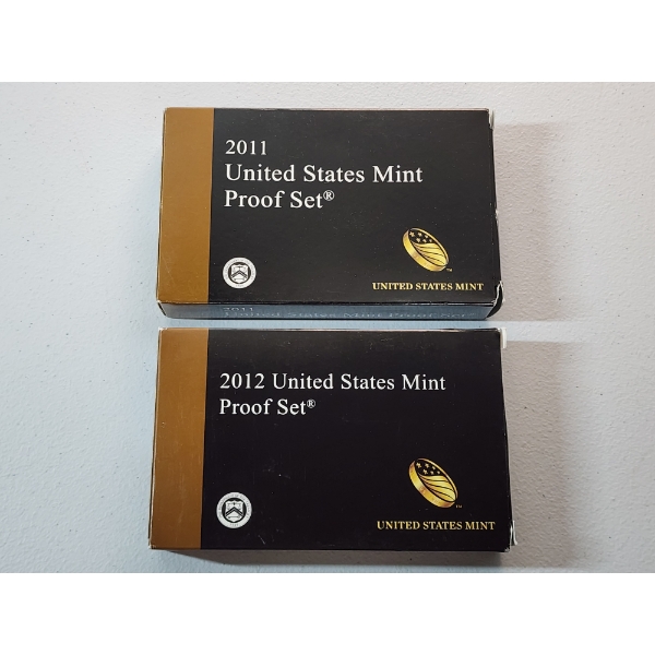 x2 United States Mint Proof Sets: 2011 & 2012 in Original Packaging w/ CoA
