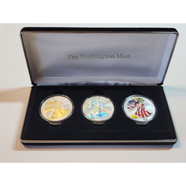 The Washington Mint: 3 2005 Silver American Eagle Coins - Nice Collectible Set! 