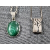 Image 3 : Two Sterling Silver Necklaces Ft. Nice Green Stone & Tree Pendant - Weighing 25.9 Grams