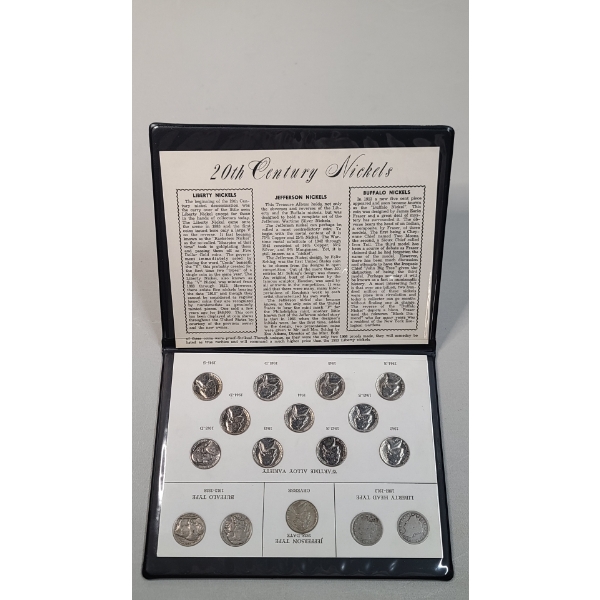 20th Century Nickel Display Book Ft. Liberty Head, Buffalo & Jefferson Nickels-Face Value: $0.80