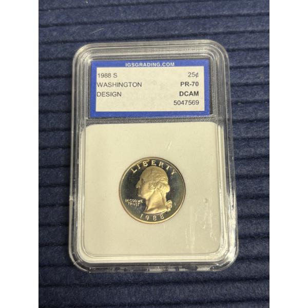 1988 S Wahington Quarter PR-70 DCAM - FV $0.25 - Encapsulated - International Grading Service