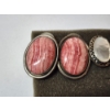 Image 2 : Sterling Silver Pink Rhodochrosite-Like and Mother of Pearl-Like Earrings TW: 24.6g