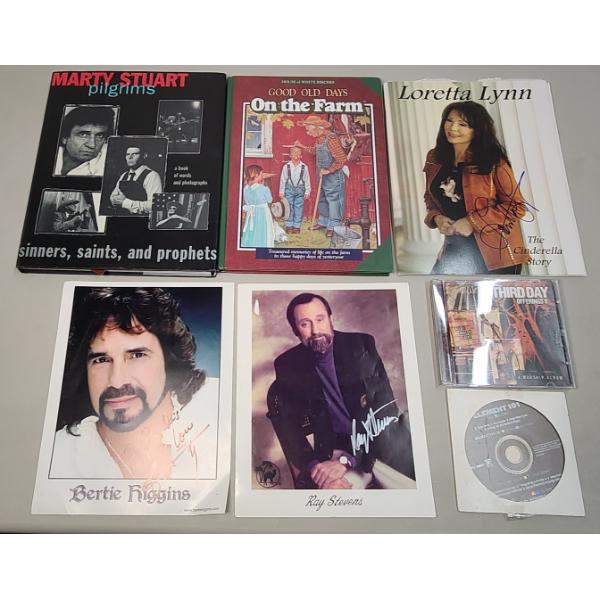 Signed Photos From Ray Stevens, Bertie Higgins, Loretta Lynch, Books, CDs & Unused Post Cards 