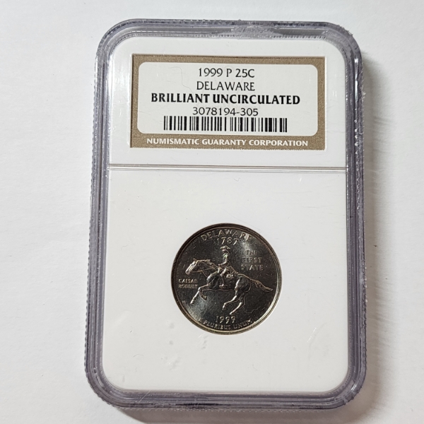 NGC Brilliant Uncirculated 1999-P U.S. Delaware State Quarter 