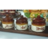 Image 2 : 3 Pc Mini Bean Bowl Set In Wooken Display Rack - See Pics