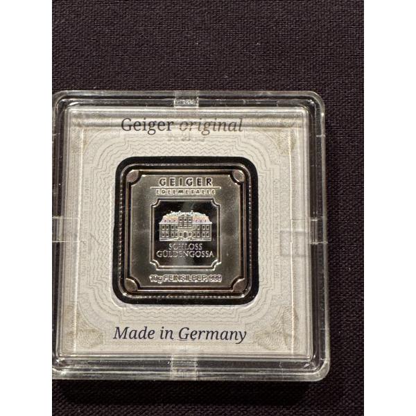 10 Gram Geiger Original .999 Fine Pure Silver Bar - Mint Condition - Limited Edition