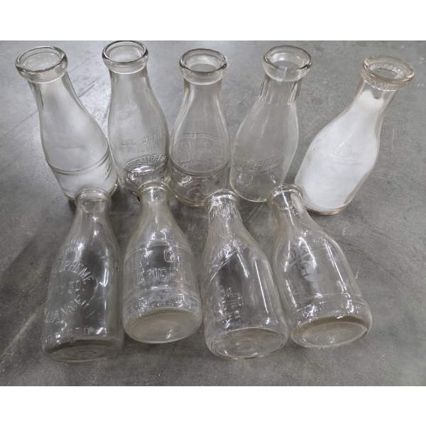 Nine Vintage Glass Supreme Dairy Alliance Ohio Milk Bottles
