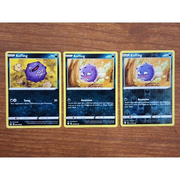 Three Koffing Pokemon Trading Cards Ft. Reverse Holo & Non-Holo