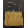 Image 1 : Gorgeous Vintage Unused Ladies Beaded Opera Purse -bGold Plated Frame & Shimmering Golden Bead Work