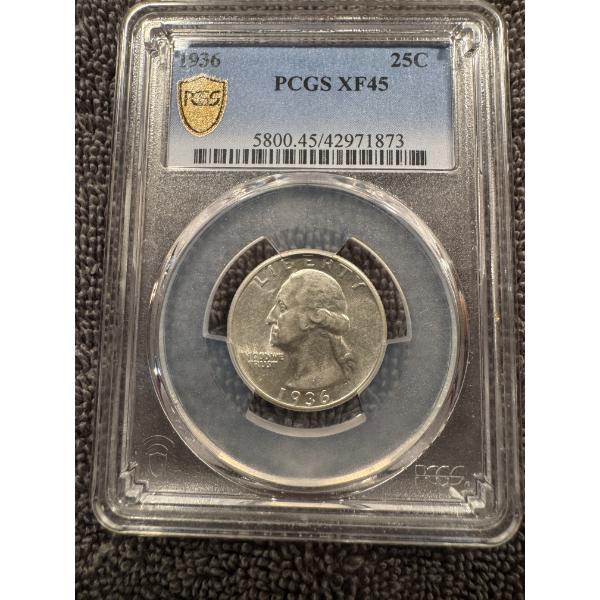 1936 United States Washington Quarter - PCGS XF 45 Gold Shield