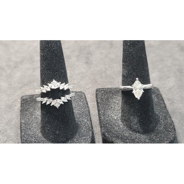 14K White Gold Diamond Ring Set -Women's Size 6 - Total Weight: 7.2g