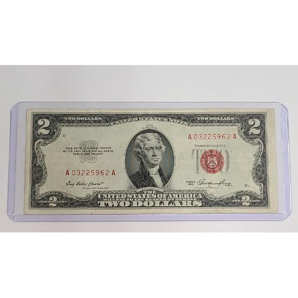 United States Series 1953 $2 Red Seal Bank Note With Priest And Humphrey Signatures