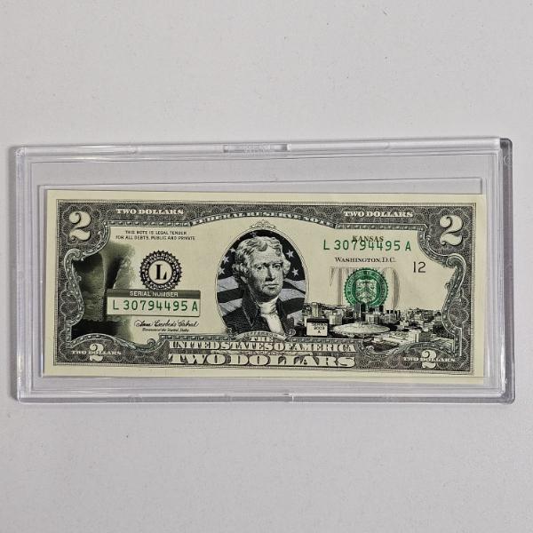 2003A United States Two-Dollar Bill featuring a Colorized Kansas Overprint