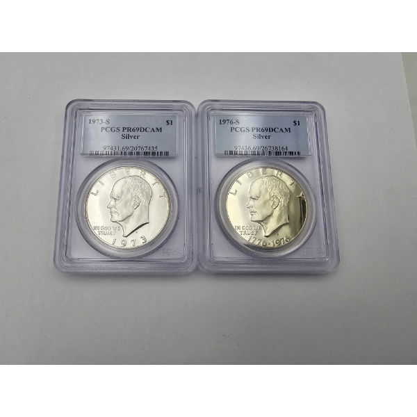 Lot of (2) PCGS PR69DCAM Silver Dollar