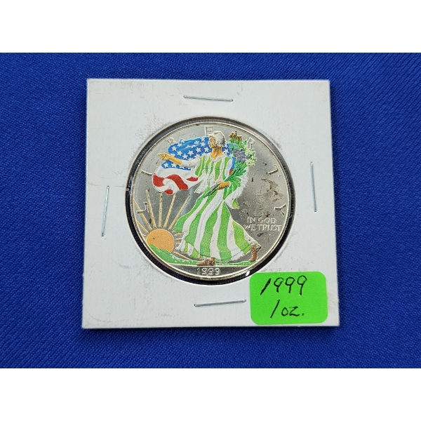 1999 Colorized American Silver Eagle - One Ounce .999 Fine Silver Dollar 