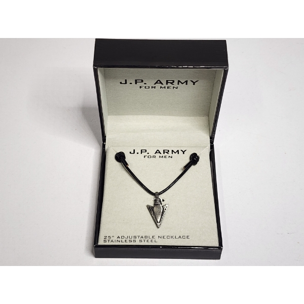 J. P. Army for Men 25" Adjustable Stainless Steel Arrowhead Necklace 