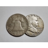 Image 1 : Two United States 90% Silver Franklin Half Dollars ~ $1.00 Face Value