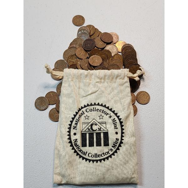 Lot of Assorted Years U.S. Lincoln Pennies - Mainly Wheat Pennies In Collector's Bag - FV~ $1.49