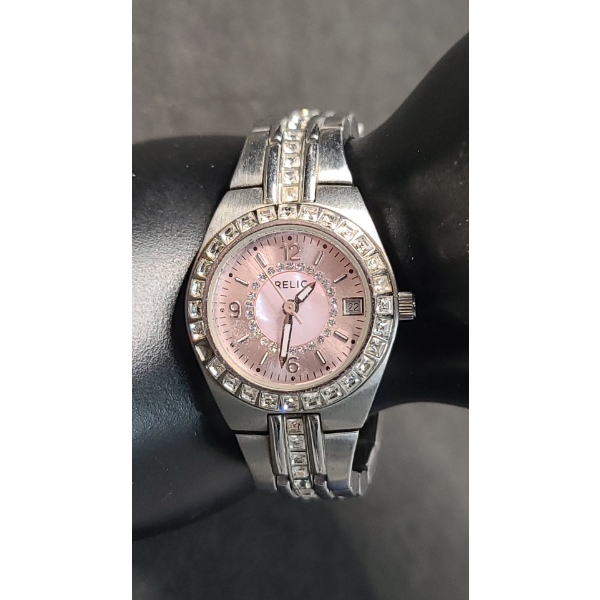 Women's Relic Silver-Tone Quartz Queen's Court Wristwatch Model ZR11787 By Fossil